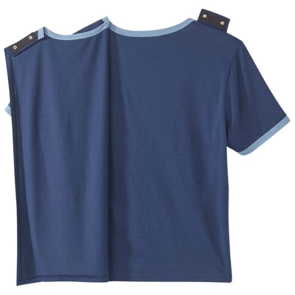 Silverts Men's Open Back Wheelchair Adaptive Active T-Shirt Large Blue - As Is - Picture 2 of 5